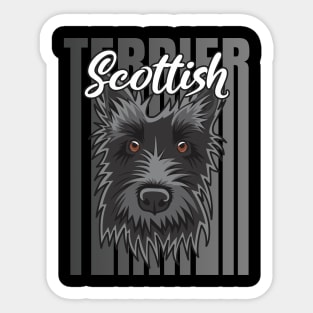 Scottish Terrier Grey Retro Vibes Sticker